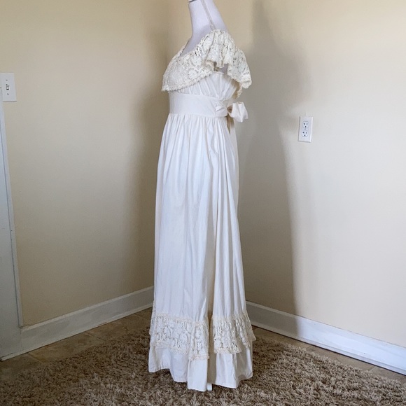Vintage 1970s Gunne Sax By Jessica San Fransisco Cotton Muslin Wedding Dress - Picture 5 of 16